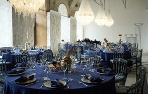 Spacious bright hall with large floor-to-ceiling windows