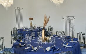 Spacious bright hall with large floor-to-ceiling windows