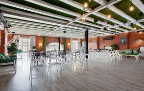 Red brick loft with large windows